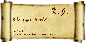 Kánya Jenő névjegykártya